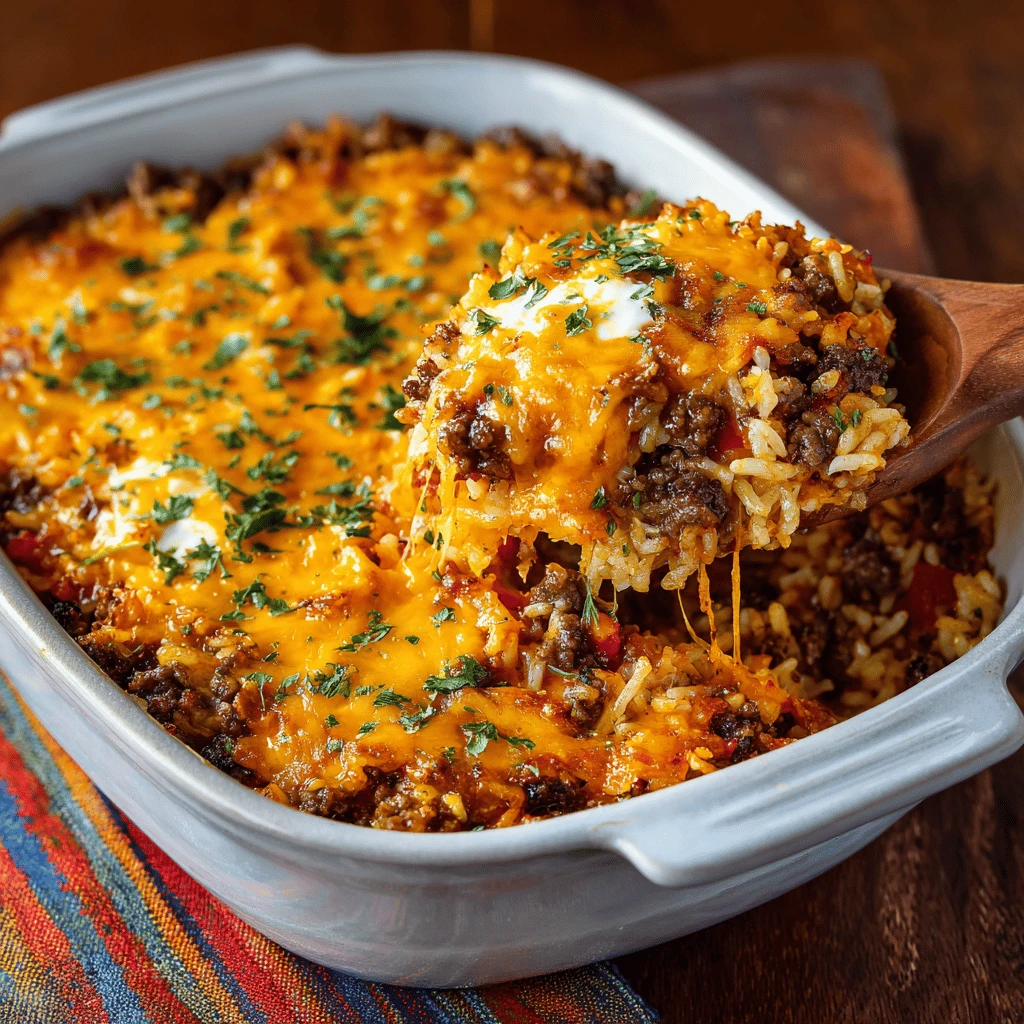 Cheesy Beef and Rice Casserole