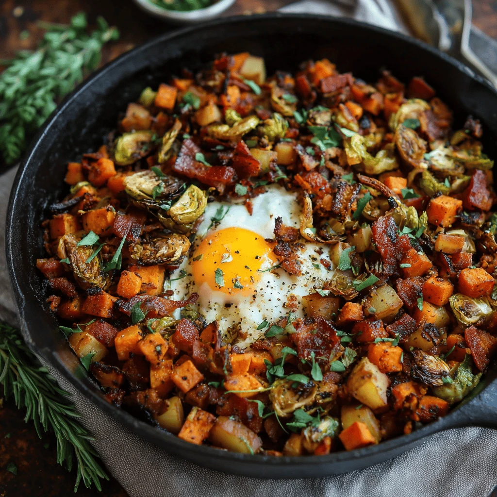 Savory Sweet Potato Bacon Skillet Hash