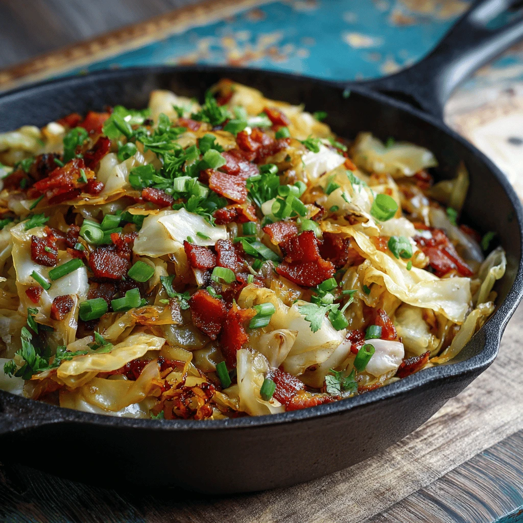 Fried Cabbage with Bacon, Onion, and Garlic