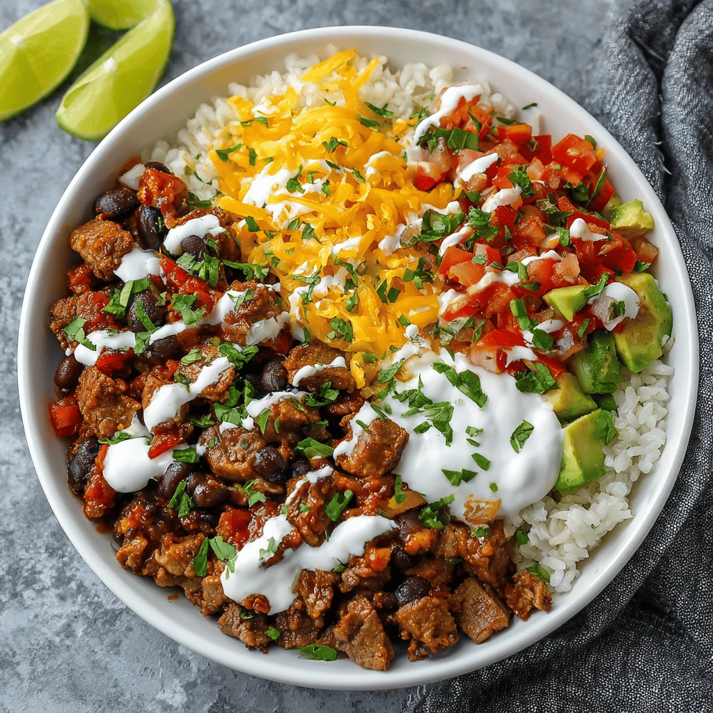 Beef and Bean Burrito Bowls
