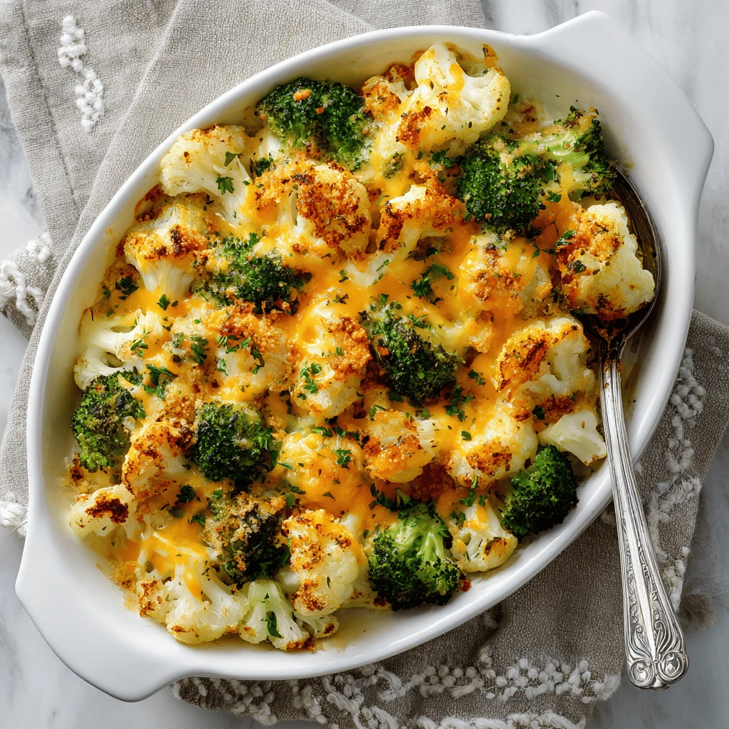 Cheesy Broccoli and Cauliflower Bake