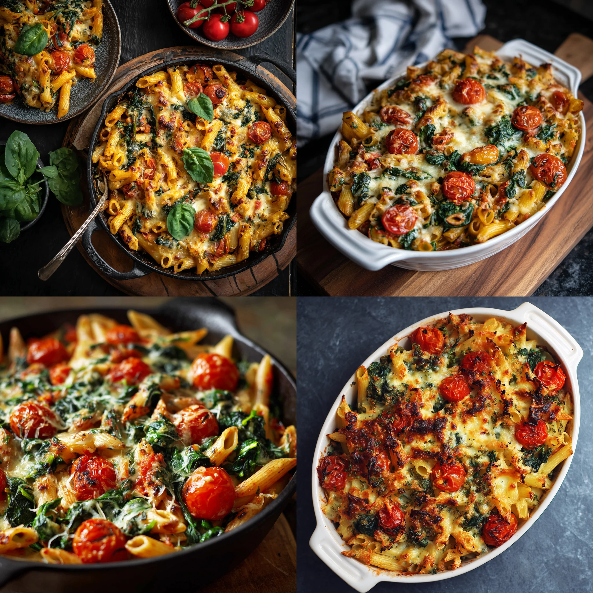 Spinach and Tomato Pasta Bake