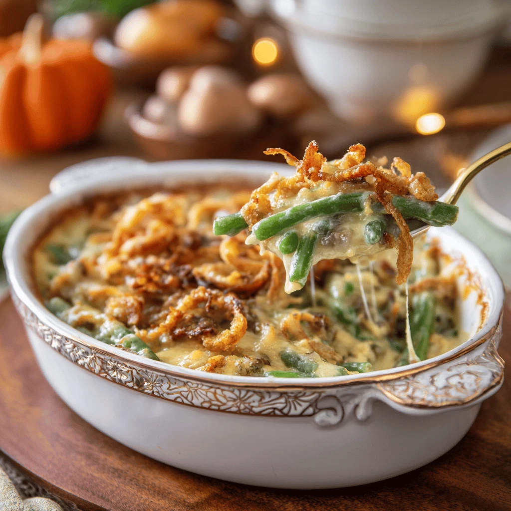 Cheesy Green Bean Casserole for Thanksgiving