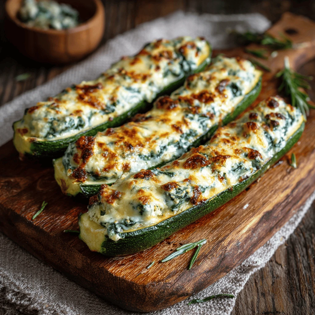 Spinach and Ricotta Stuffed Zucchini