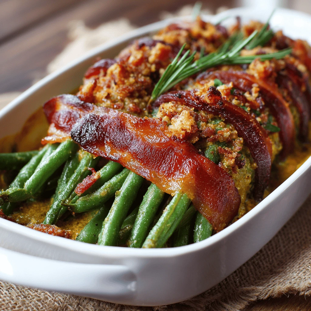 Bacon Wrapped Green Bean Casserole for Thanksgiving
