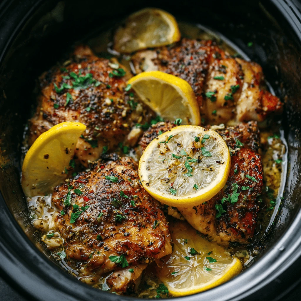 Easy Crockpot Lemon Garlic Chicken