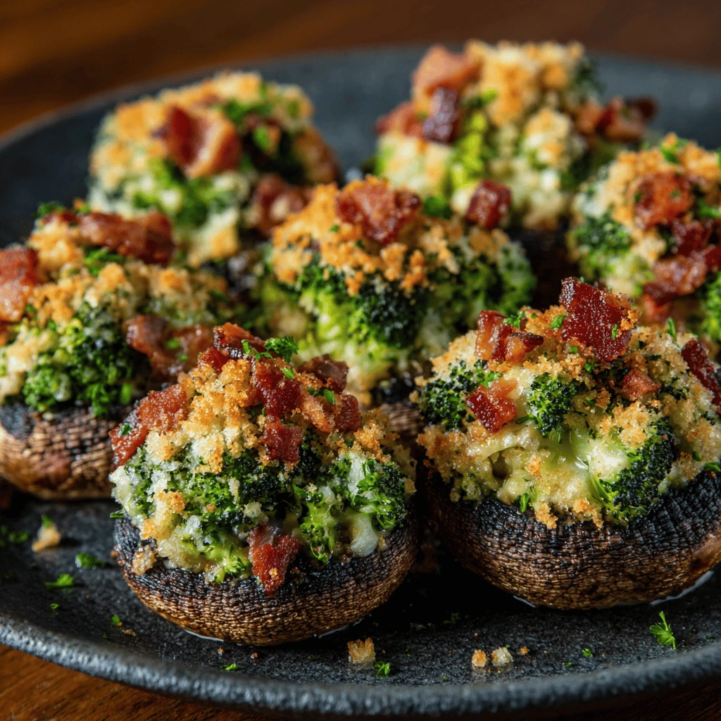 Broccoli and Bacon Stuffed Mushrooms