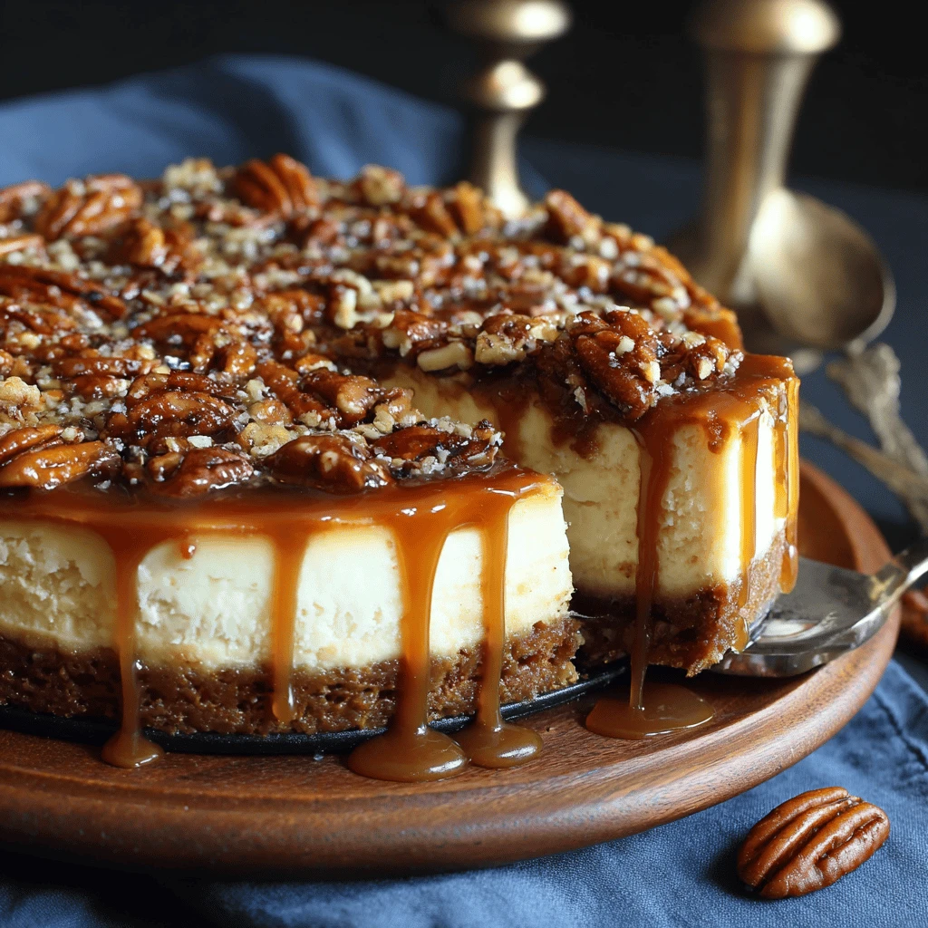 Salted Caramel Pecan Cheesecake for Thanksgiving