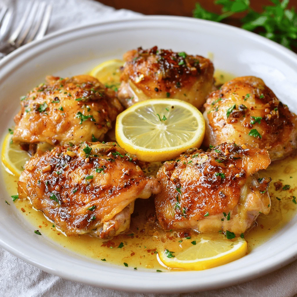 Crockpot Lemon Garlic Chicken Thighs
