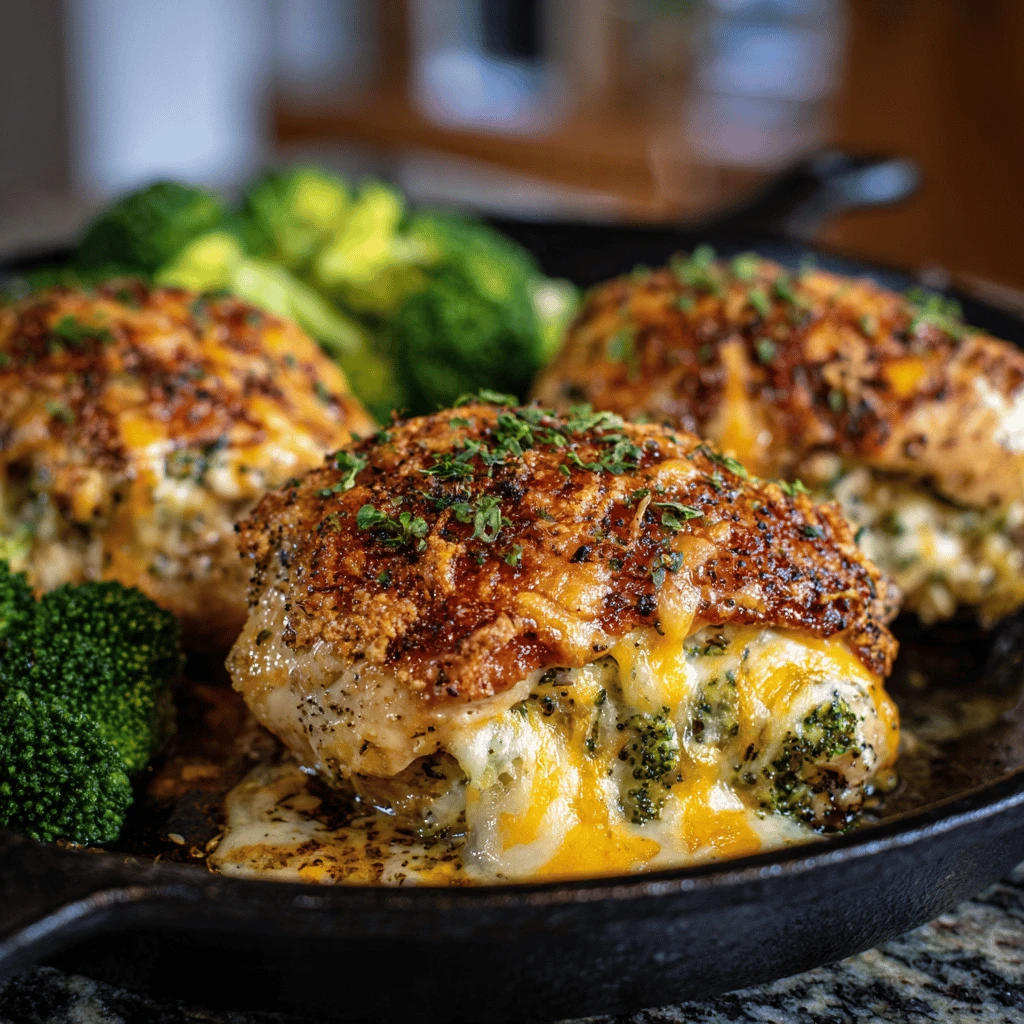 Broccoli and Cheese Stuffed Chicken Thighs