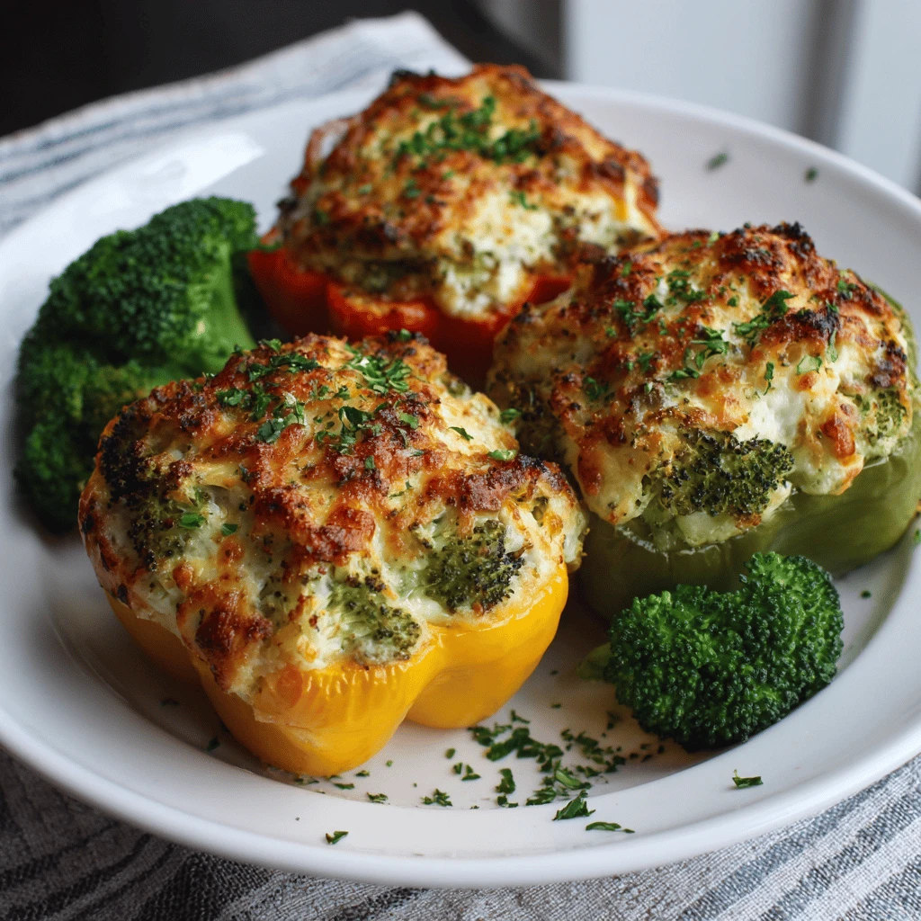 Broccoli and Cheese Stuffed Bell Peppers