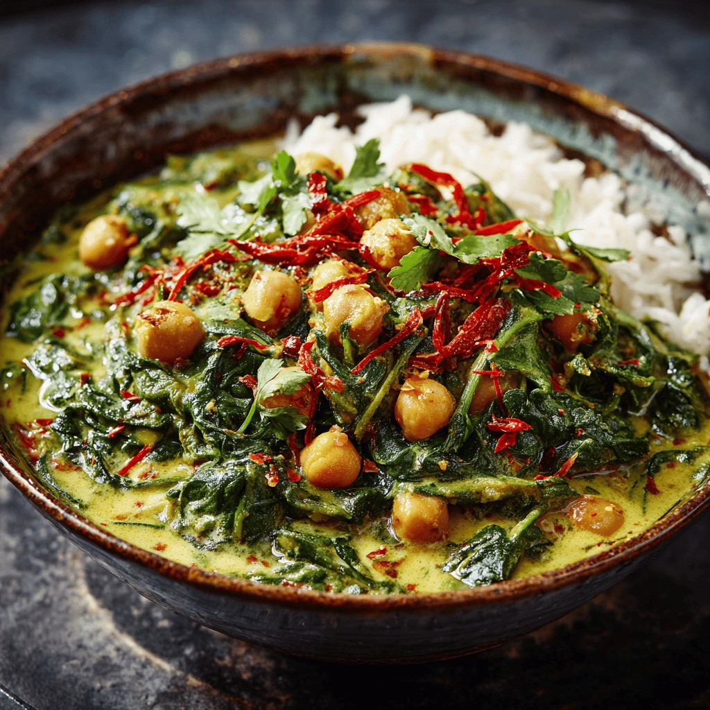 Spinach and Chickpea Curry with Coconut Milk