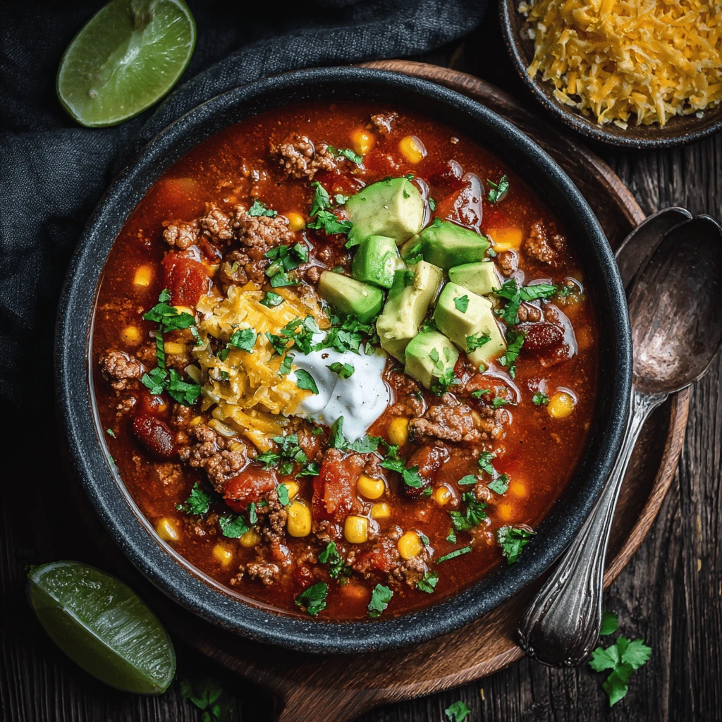 Quick Taco Soup with Ground Beef
