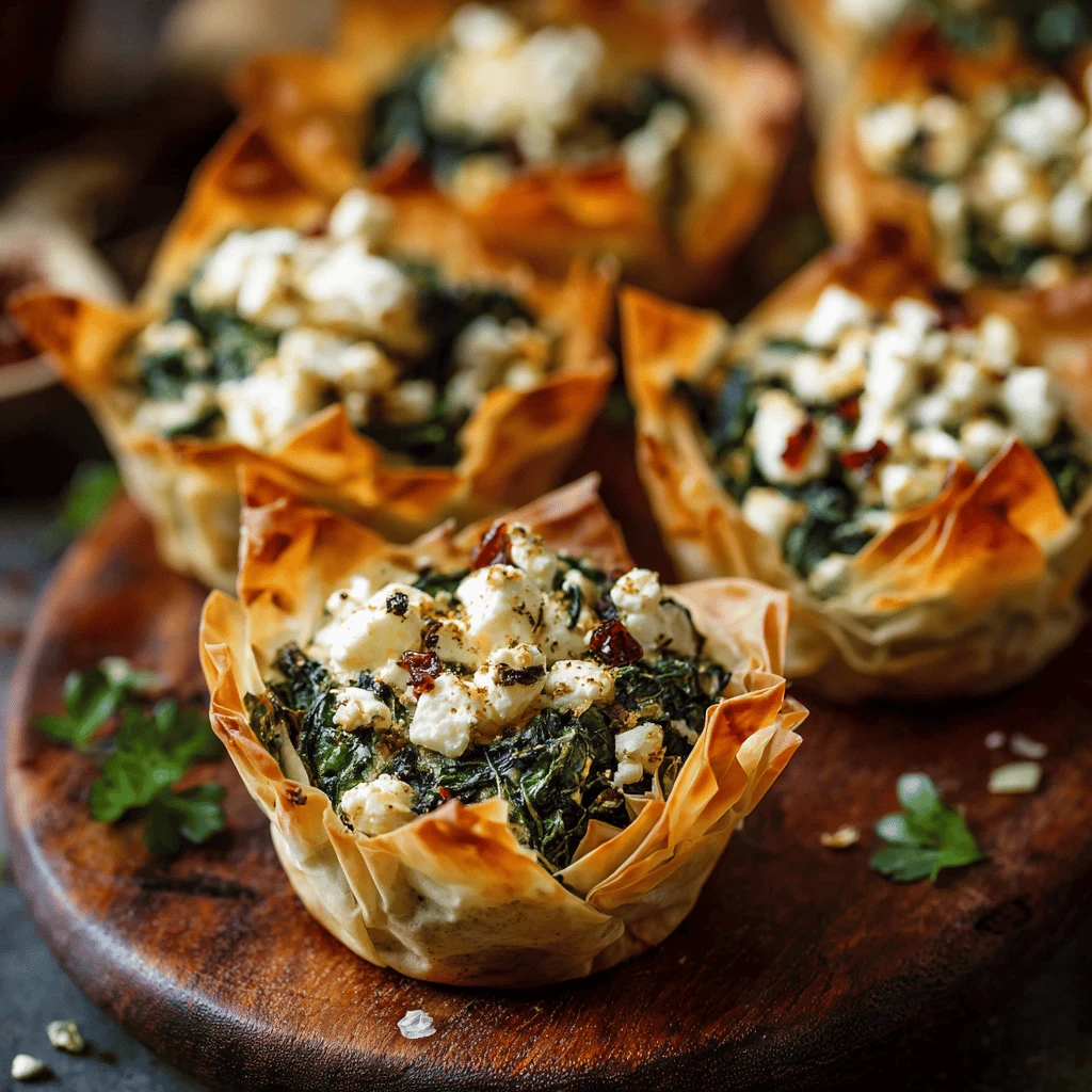 Spinach Feta Phyllo Cups for Thanksgiving