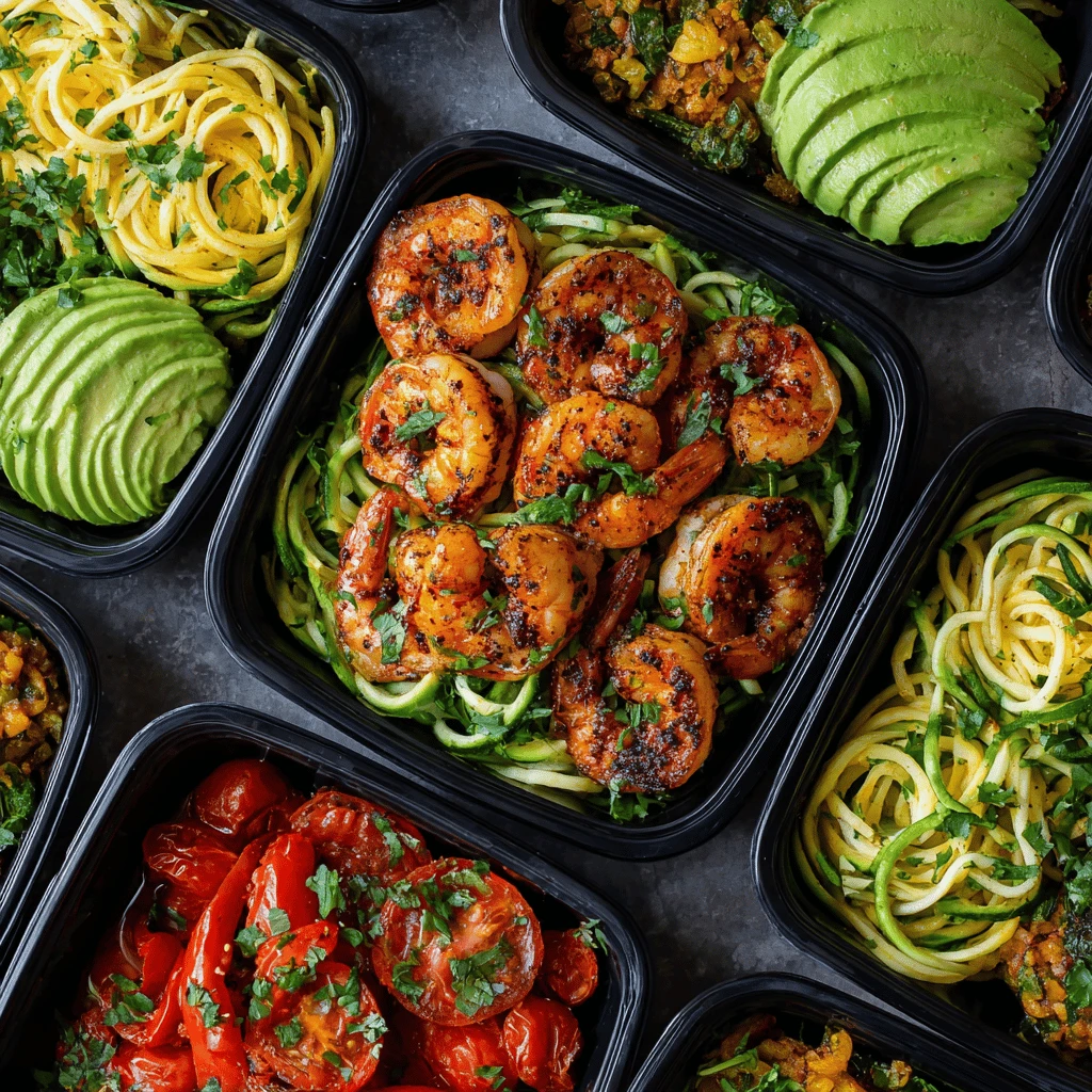 Shrimp and Zoodle Meal Prep Bowls