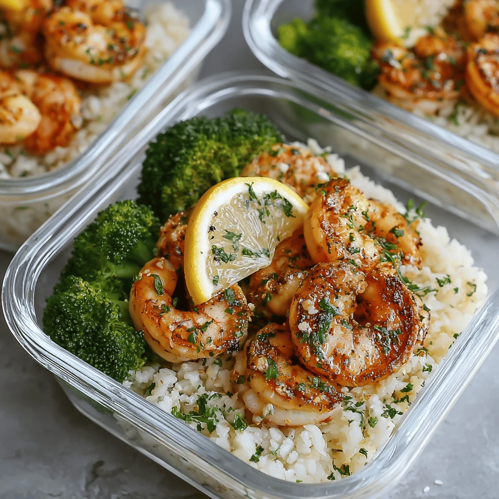 Lemon Garlic Shrimp Meal Prep Bowls