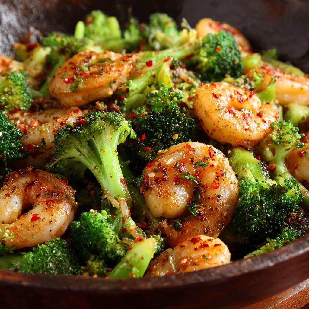 Spicy Garlic Broccoli and Shrimp