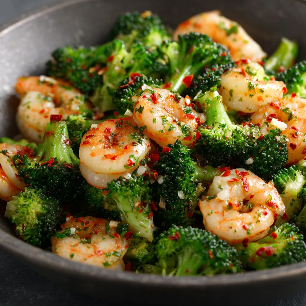 Spicy Garlic Broccoli and Shrimp
