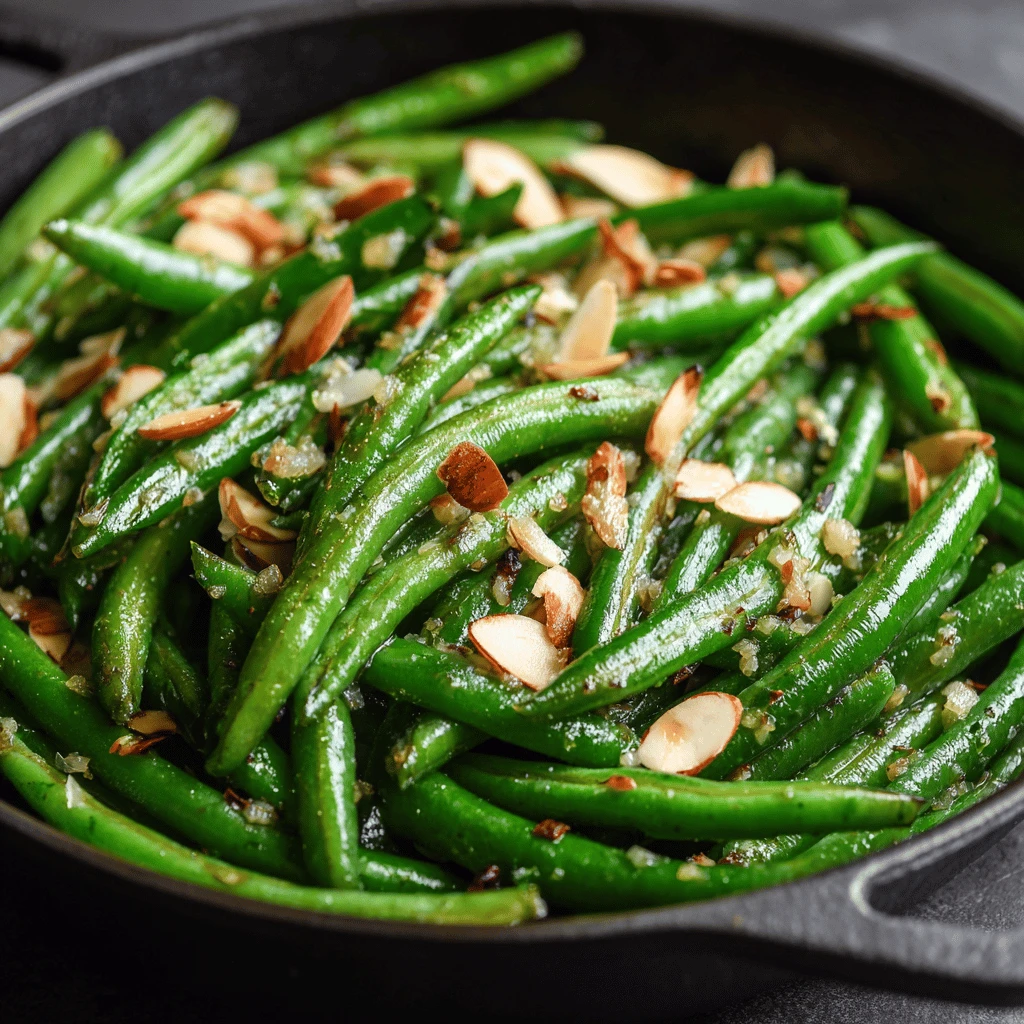 Garlic Butter Green Beans with Almonds Thanksgiving Side