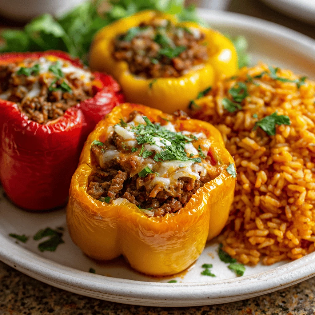 Easy Beef and Rice Stuffed Peppers