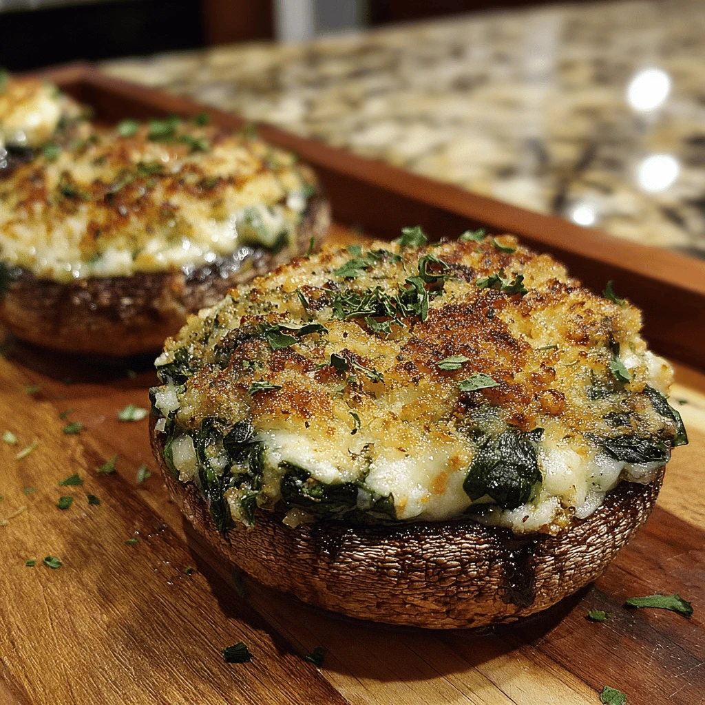 Spinach and Cheese Stuffed Portobello Mushrooms