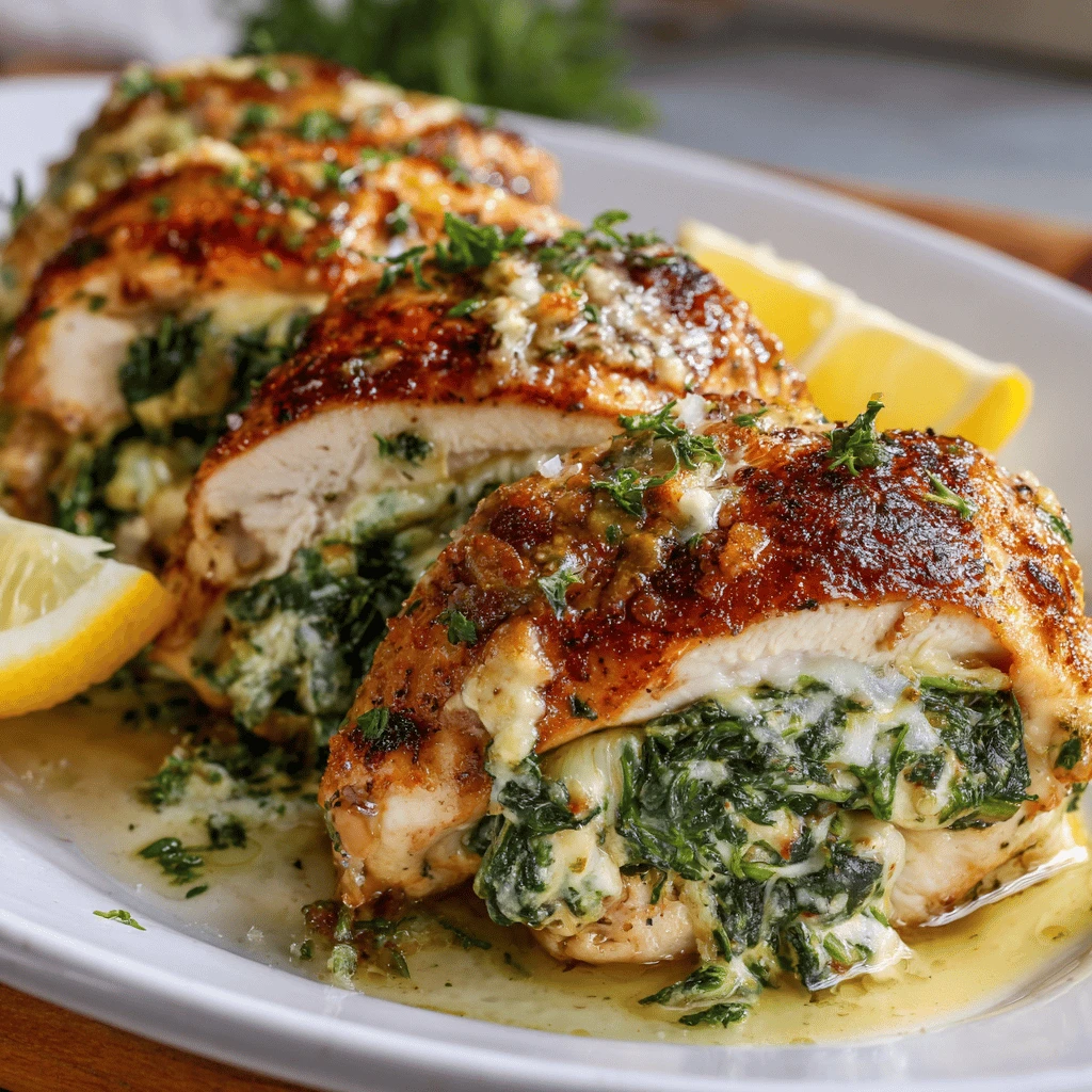 Spinach and Mozzarella Stuffed Chicken