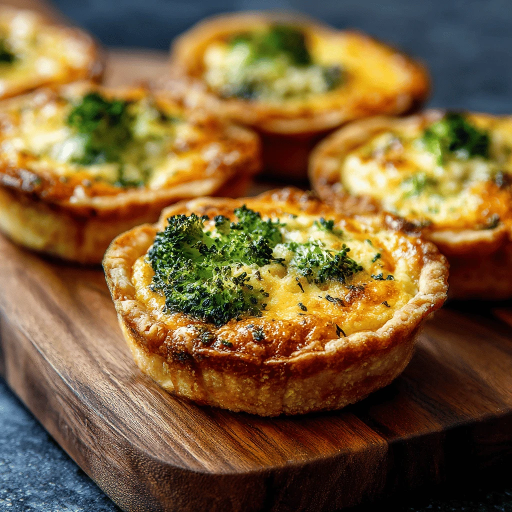 Broccoli and Cheddar Mini Quiches: Bite-Sized Delight