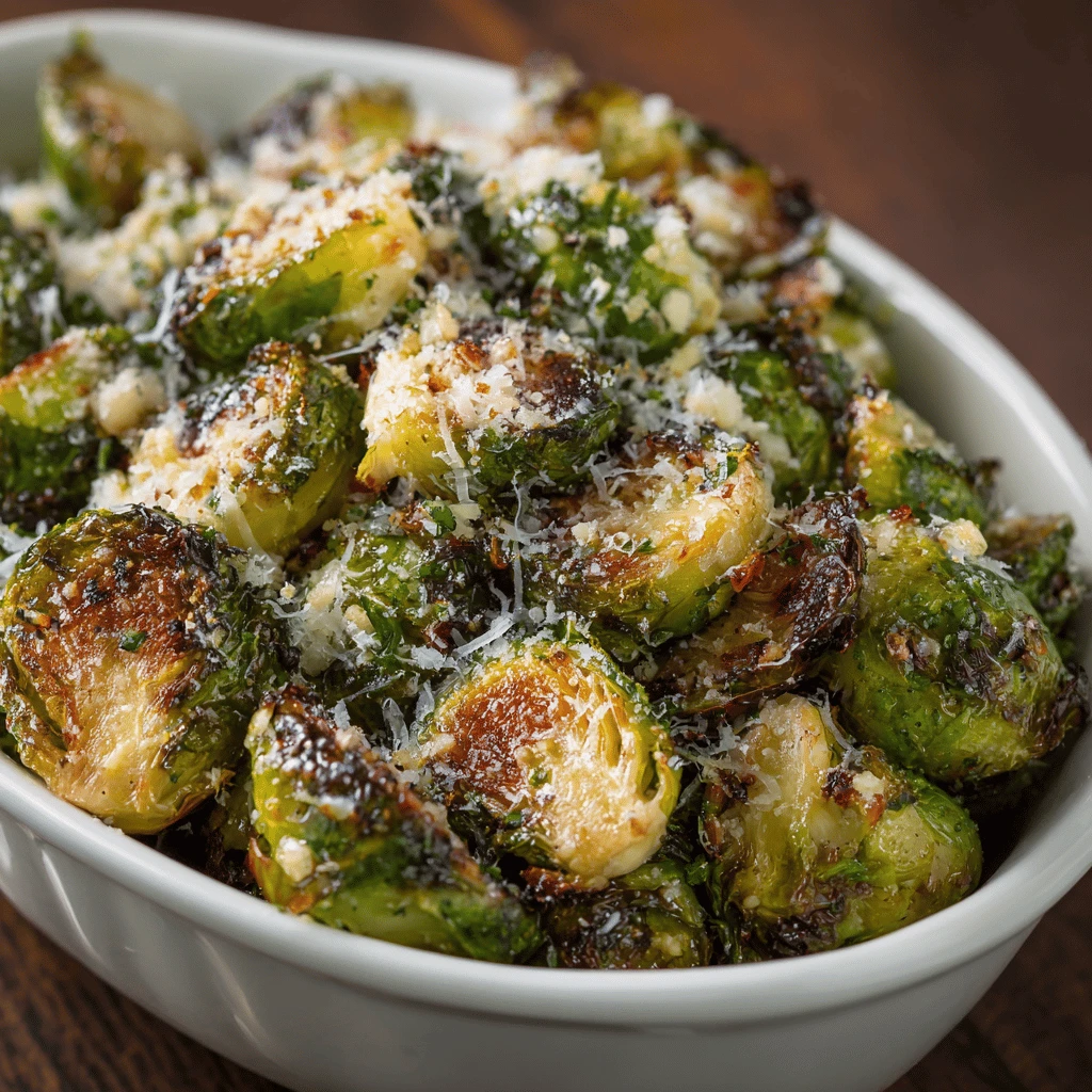Garlic Parmesan Roasted Brussels Sprouts for Thanksgiving