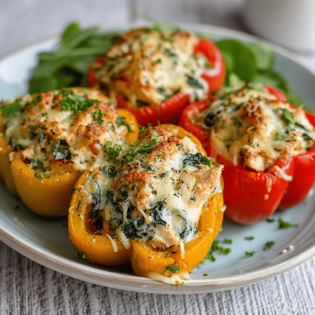 Cheesy Chicken and Spinach Stuffed Peppers