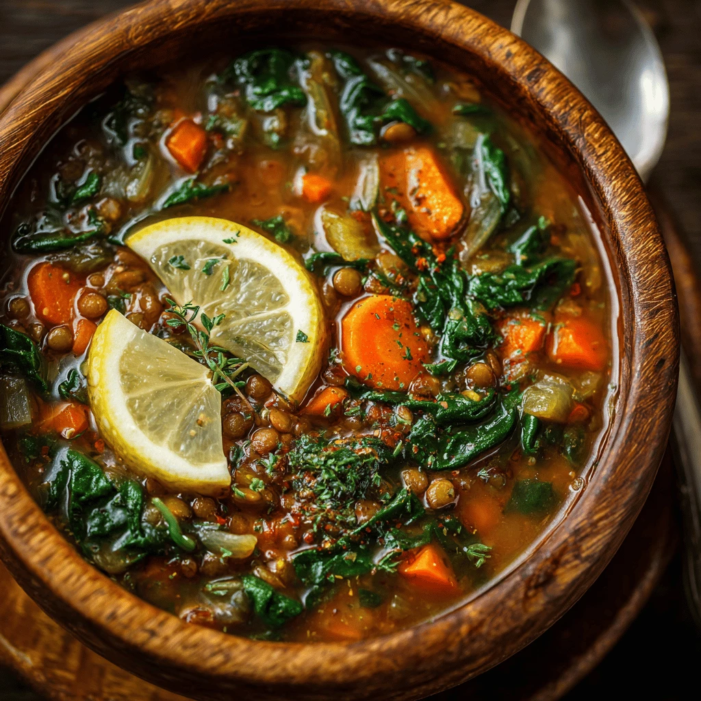 Spinach and Lentil Soup with Carrots