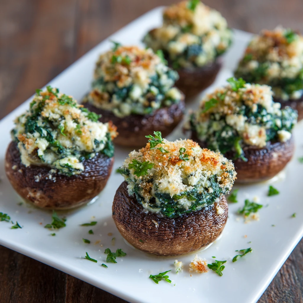 Spinach and Feta Stuffed Mushrooms