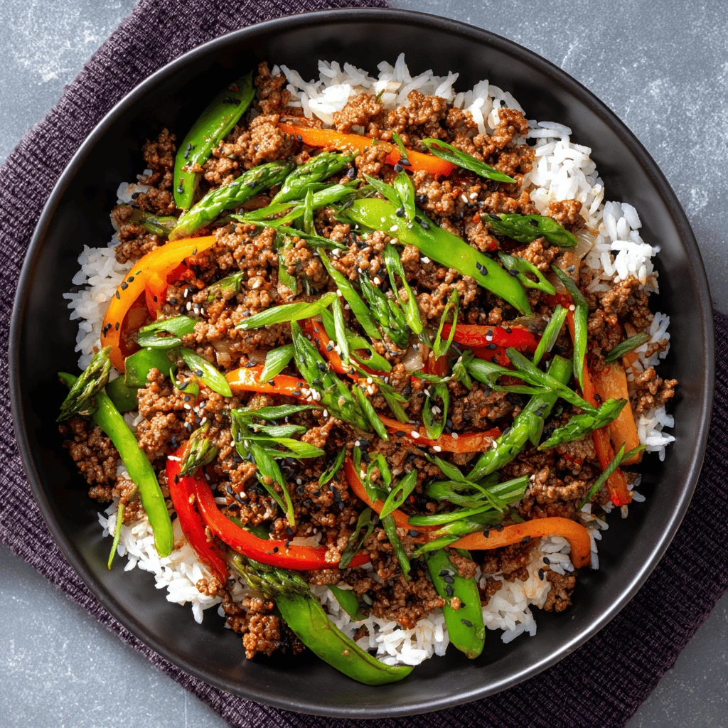Ground Beef Stir-Fry with Rice