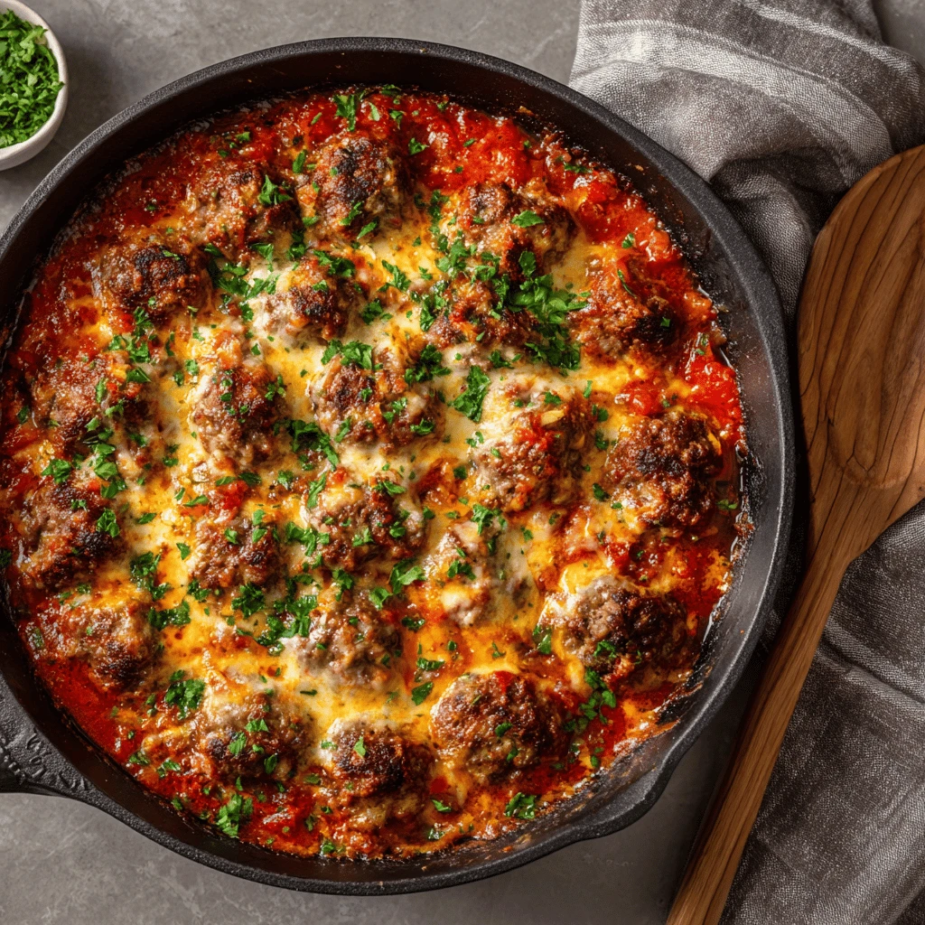 Easy Ground Beef Meatball Skillet
