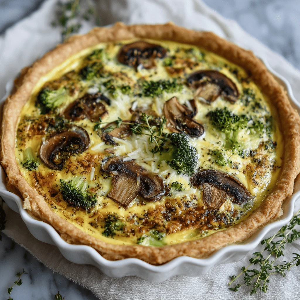 Broccoli and Mushroom Quiche