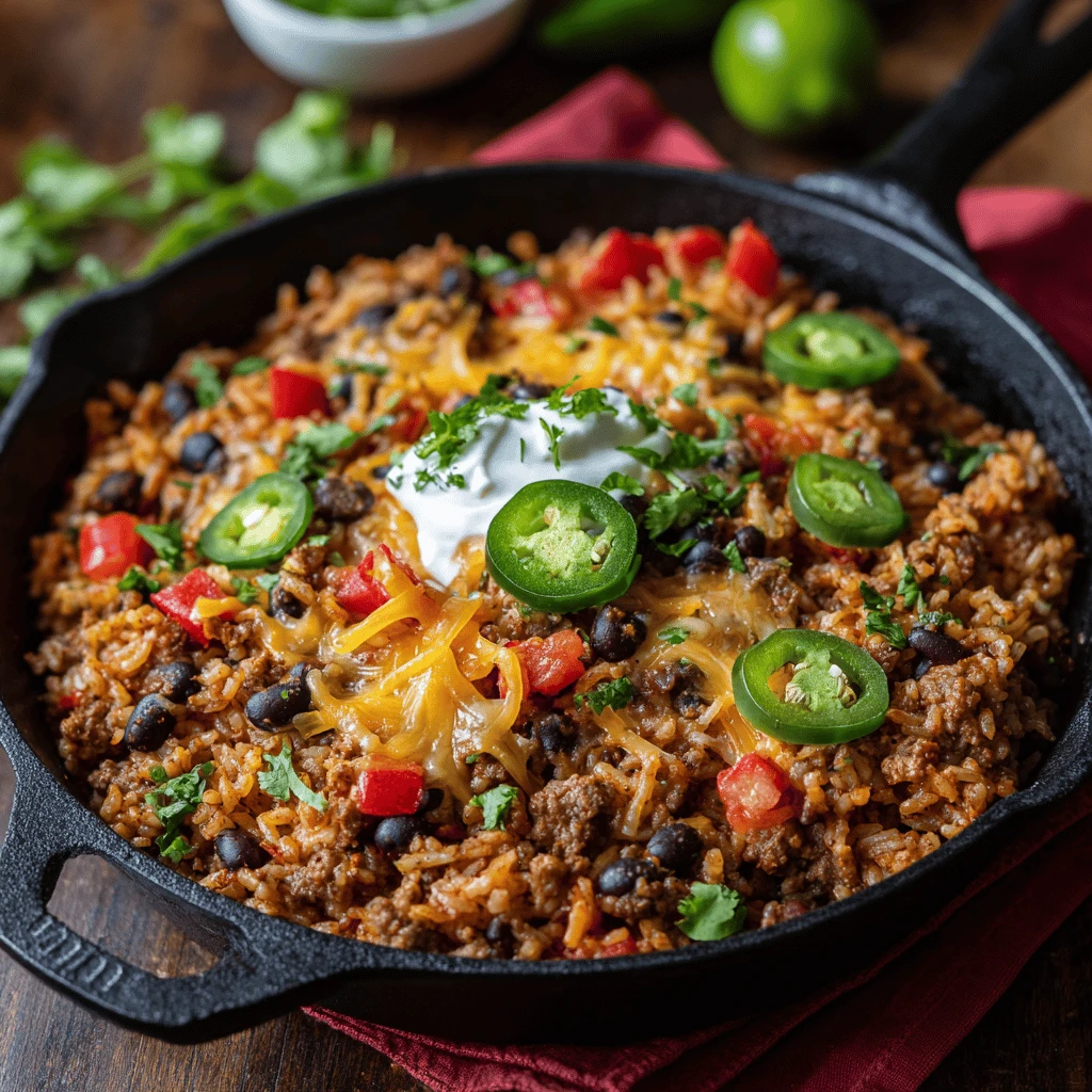 Spicy Beef and Rice Skillet