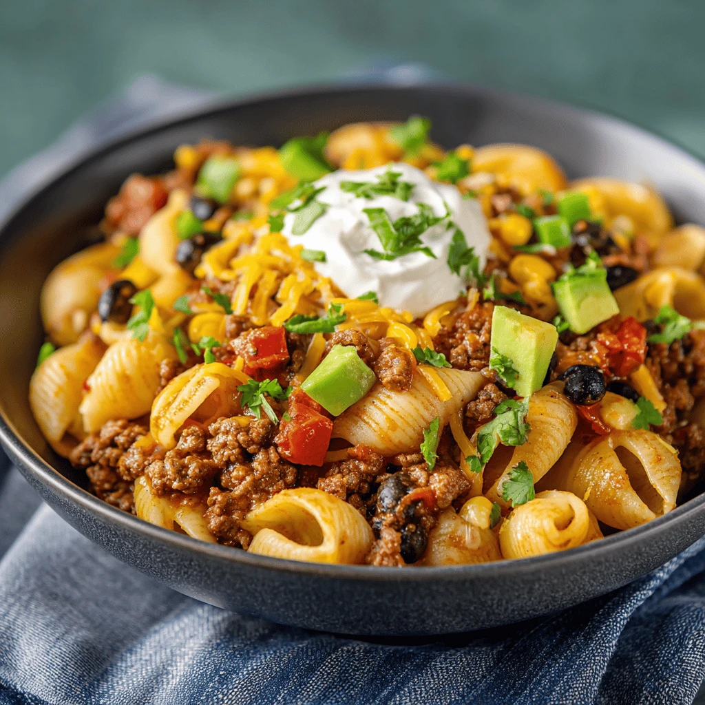 Quick Taco Pasta with Ground Beef