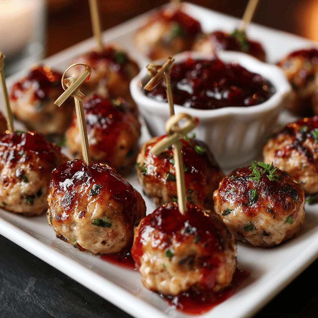 Mini Turkey Meatballs with Cranberry Glaze Thanksgiving Appetizers