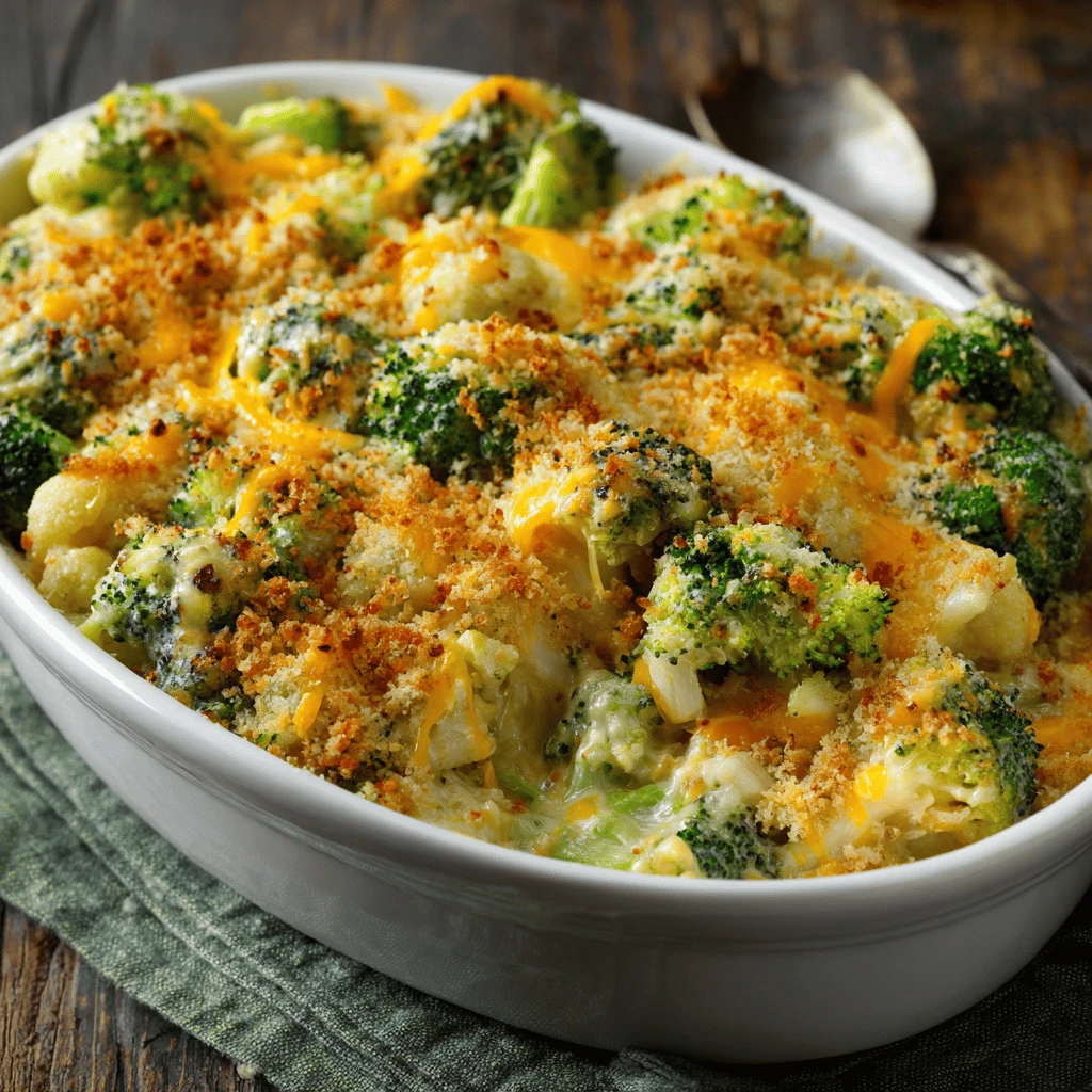 Broccoli and Cauliflower Cheesy Casserole