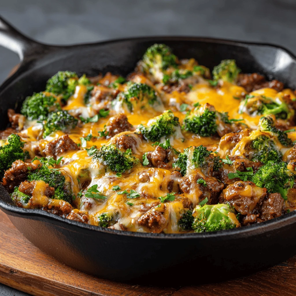 Cheesy Beef and Broccoli Skillet