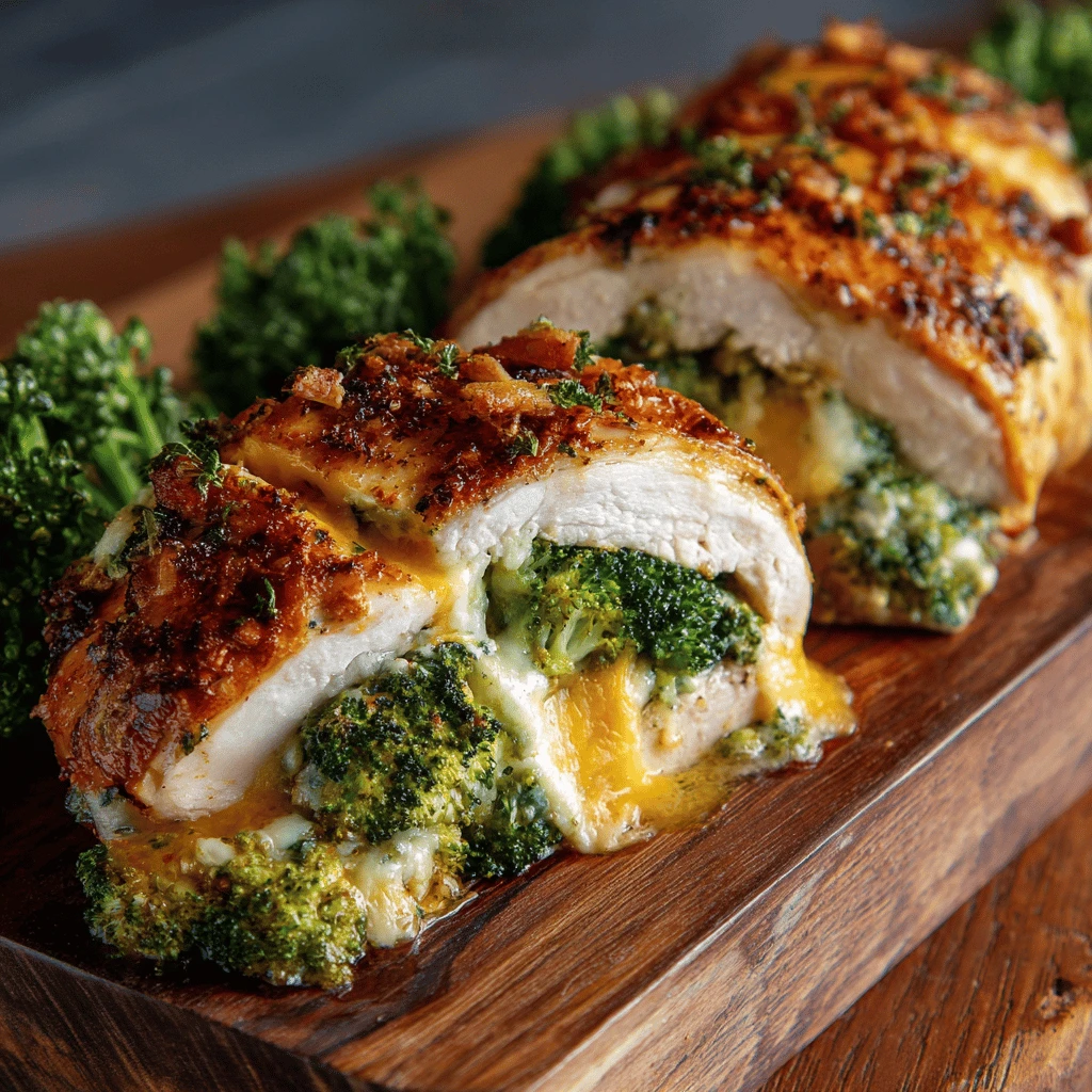 Broccoli and Cheese Stuffed torso chicken