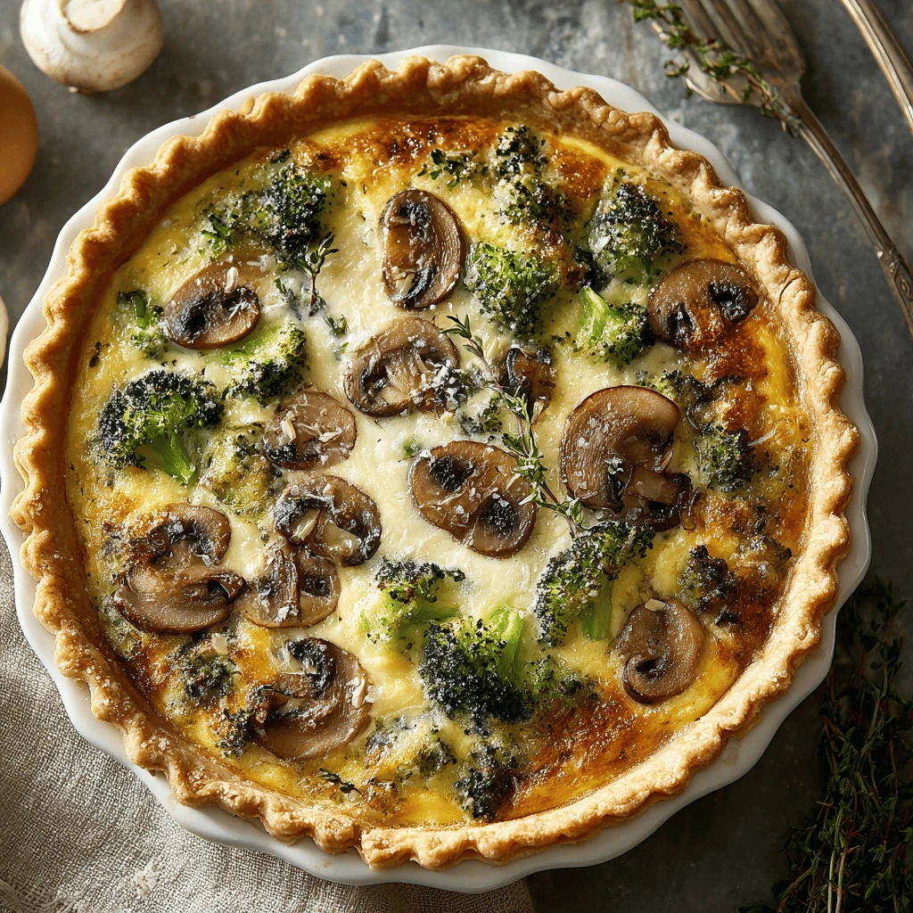 Broccoli and Mushroom Quiche