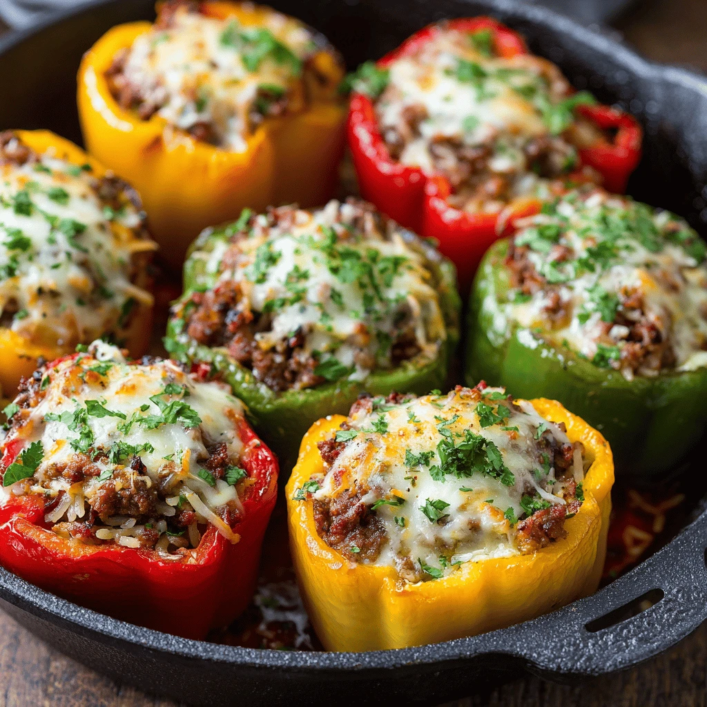 Cheesy Beef Stuffed Peppers