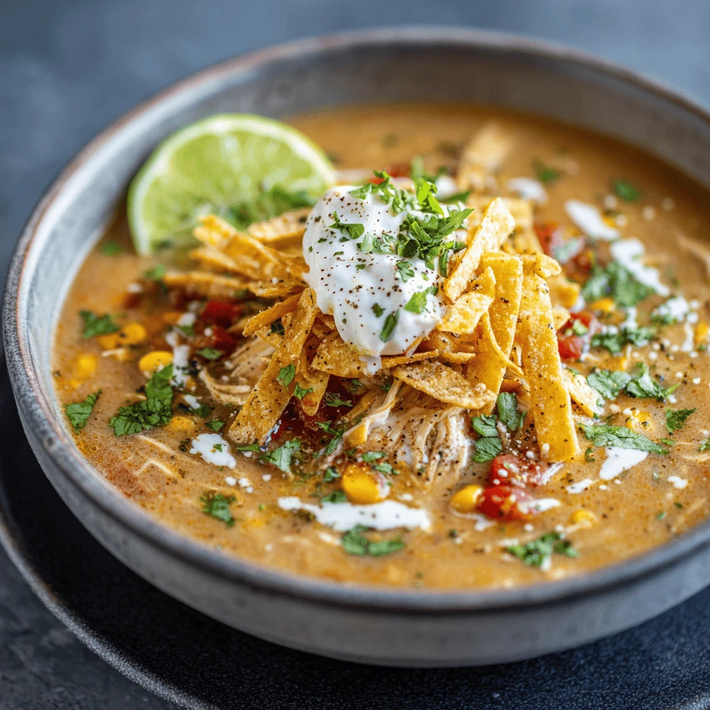 Crockpot Creamy Chicken Tortilla Soup