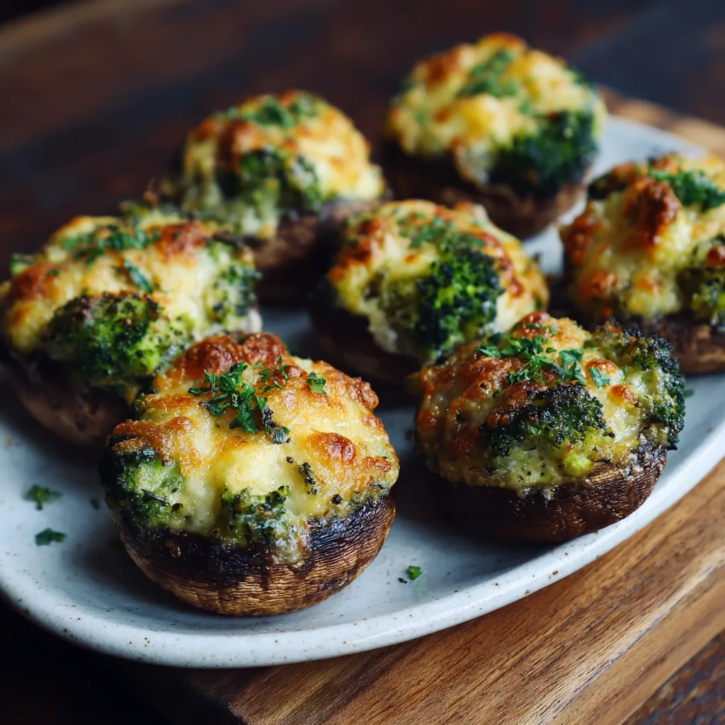 Broccoli & Cheese Stuffed Mushrooms