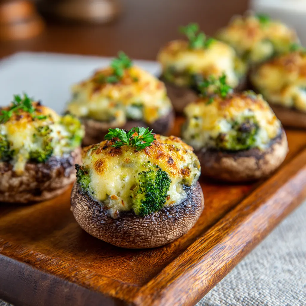 Broccoli & Cheese Stuffed Mushrooms
