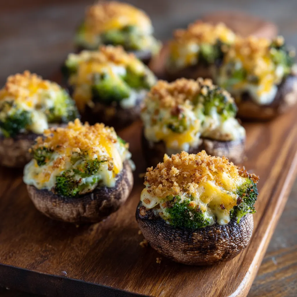 Broccoli & Cheese Stuffed Mushrooms