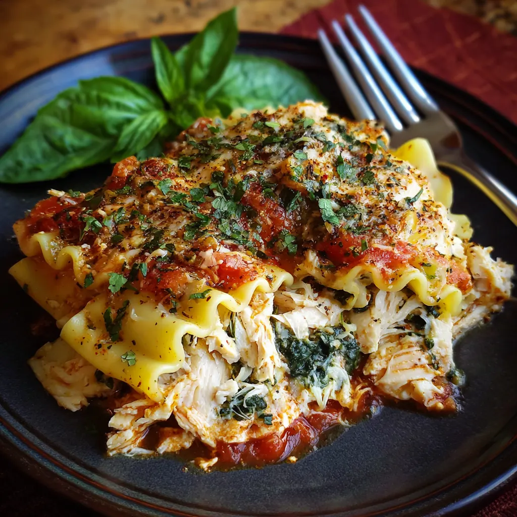 Crockpot Chicken and Spinach Lasagna
