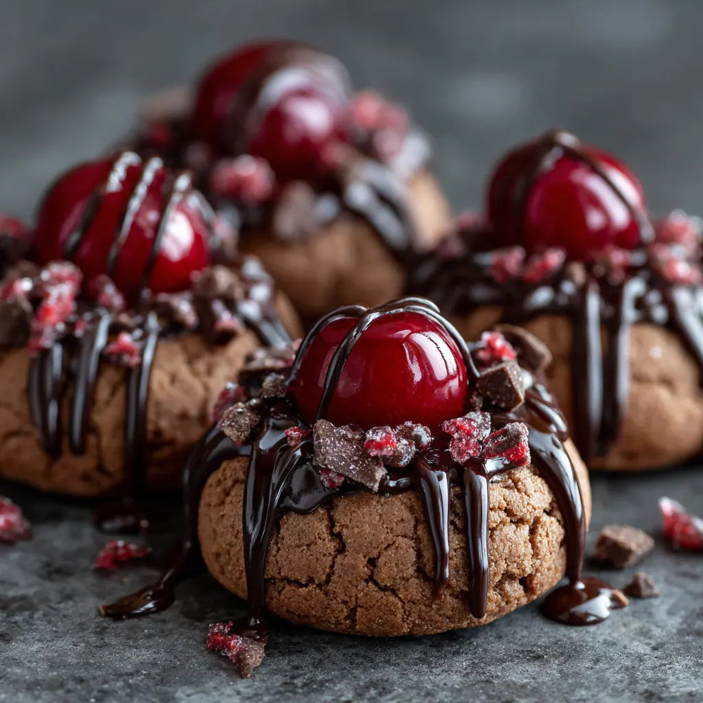Chocolate Cherry Thumbprint Cookies