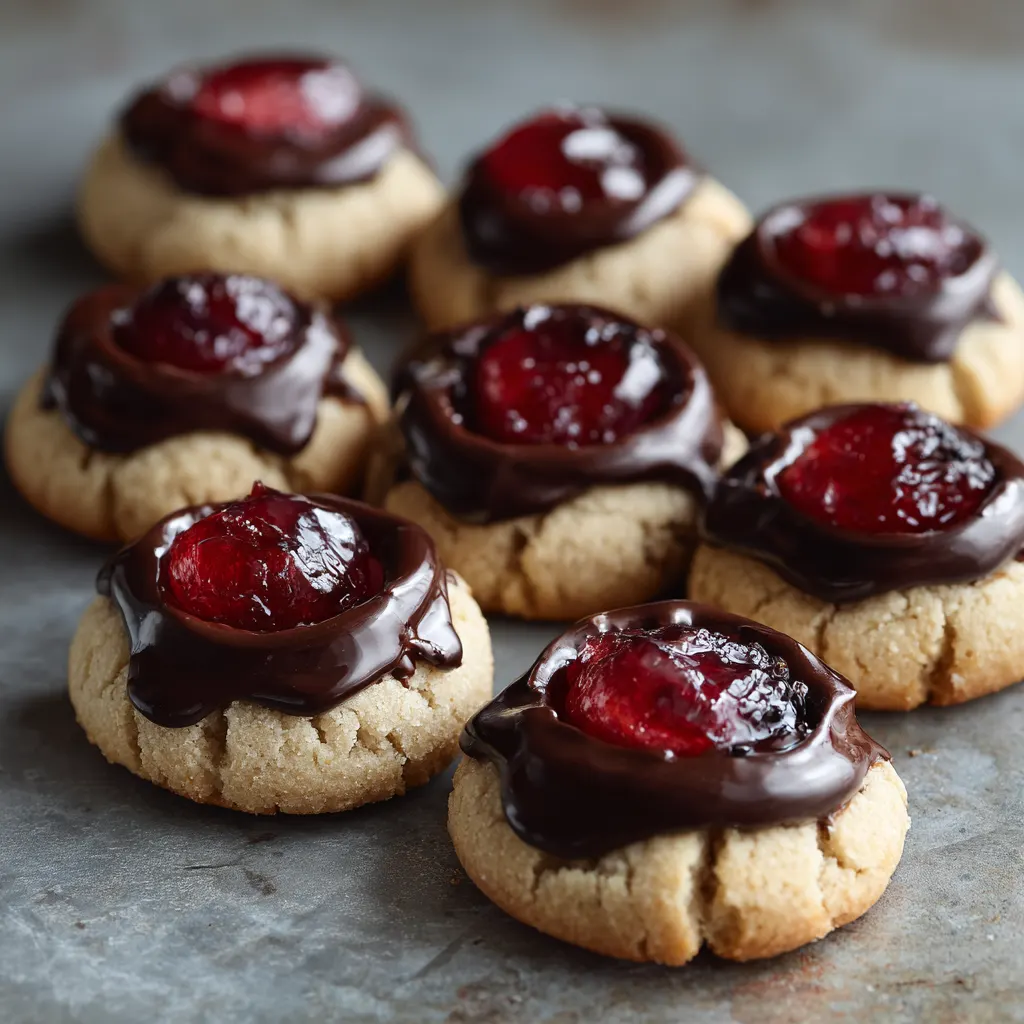 Chocolate Cherry Thumbprint Cookies