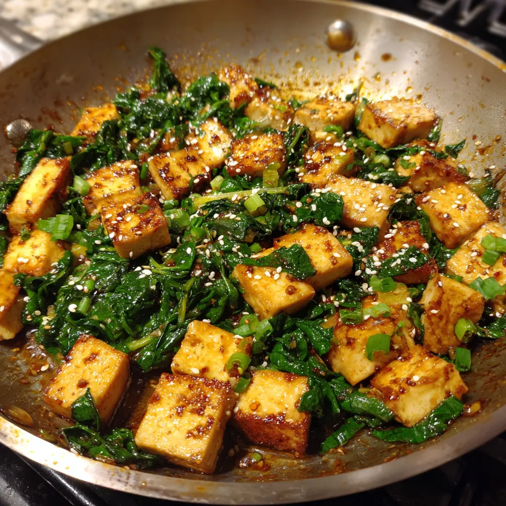 Garlic Spinach Tofu Stir-Fry